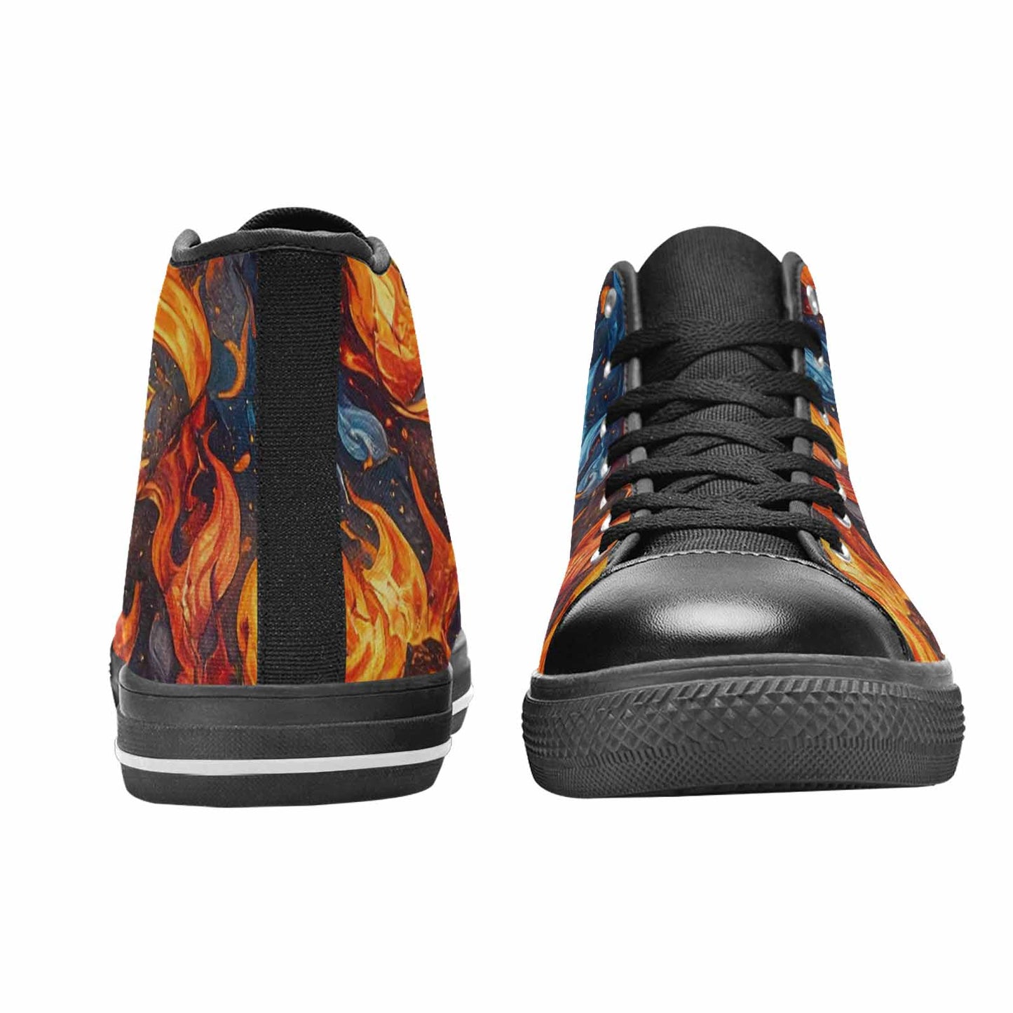 WOMEN'S Fire Flame High Top Canvas Wallpaper Art Shoes