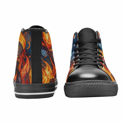 WOMEN'S Fire Flame High Top Canvas Wallpaper Art Shoes