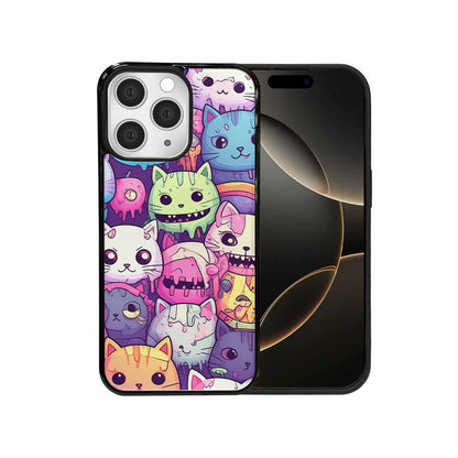 iPhone 15 Pro Max Case — Pastel Gore Cat Character Pattern Hundreds, Personalized Phone Case