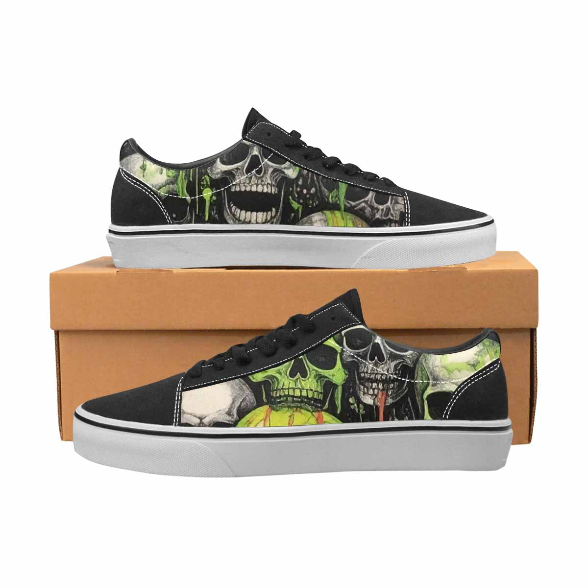 WOMEN'S Rainbow From Skull S Lace-Up Canvas Melting Art Sneakers
