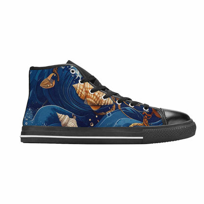 WOMEN'S Ocean Wave High Top Canvas Wallpaper Art Custom Shoes