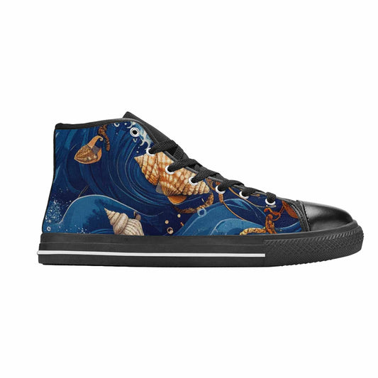WOMEN'S Ocean Wave High Top Canvas Wallpaper Art Custom Shoes