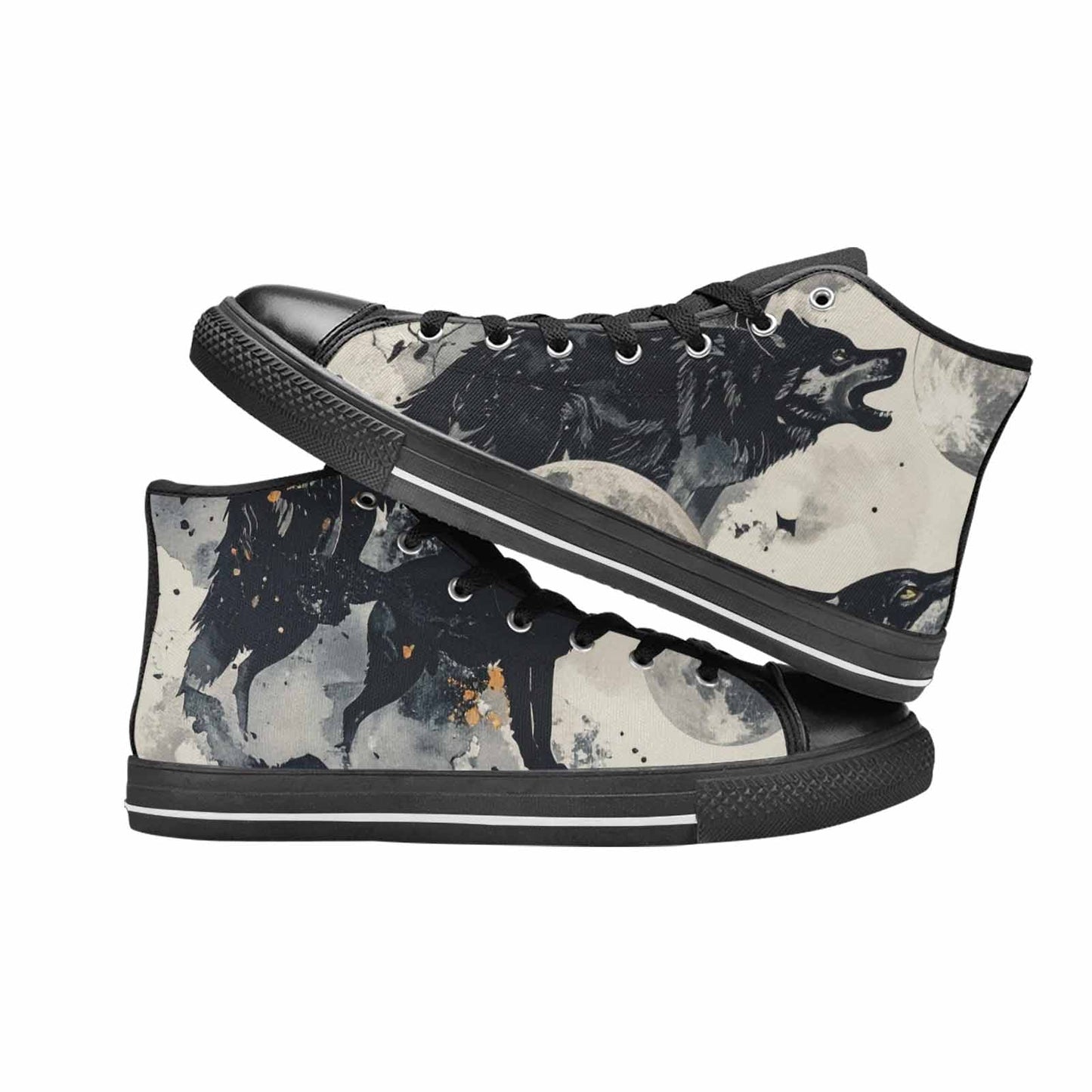 WOMEN'S Wolf Silhouette Moon High Top Canvas Cottagecore Shoes