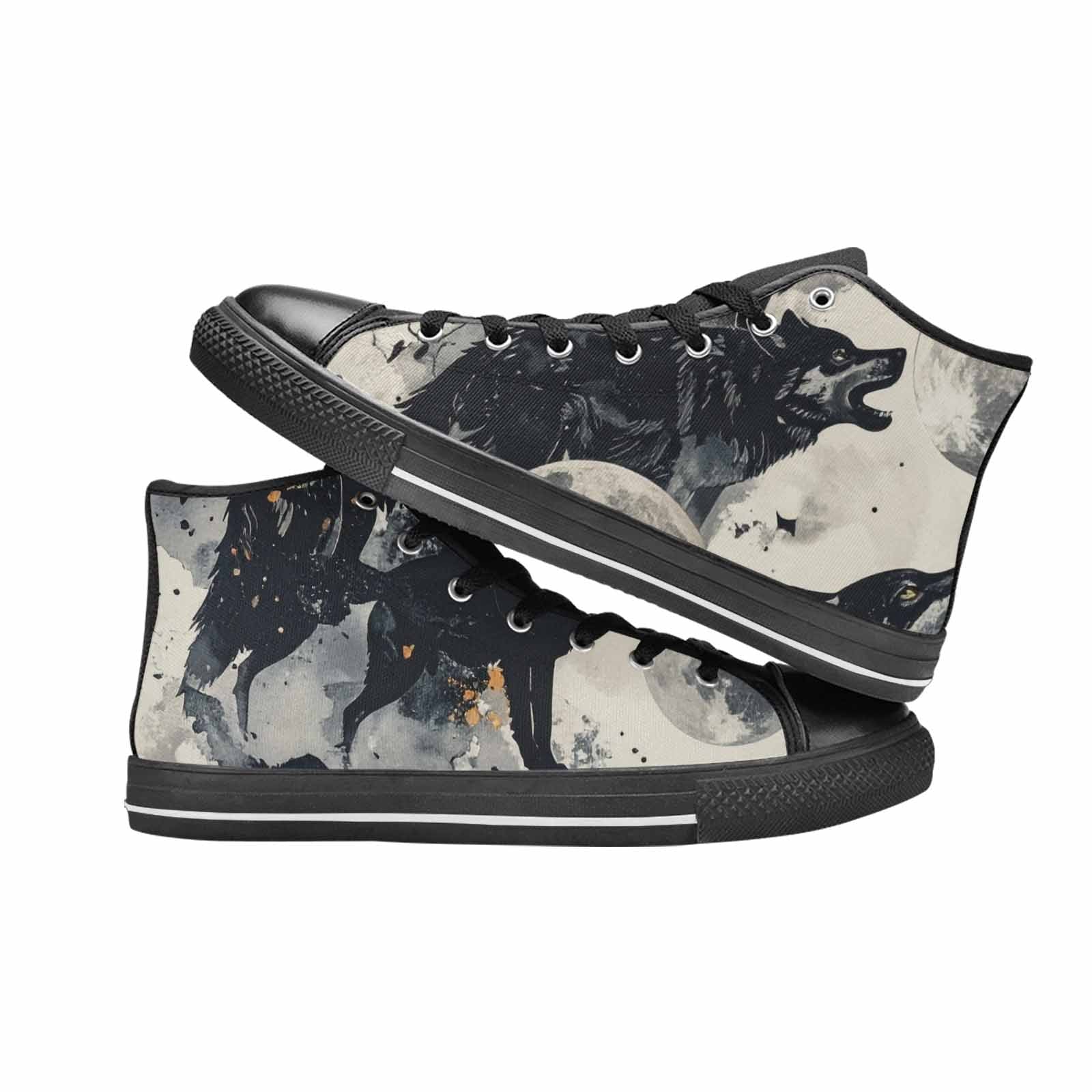 WOMEN'S Wolf Silhouette Moon High Top Canvas Cottagecore Shoes