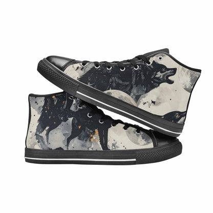 WOMEN'S Wolf Silhouette Moon High Top Canvas Cottagecore Shoes