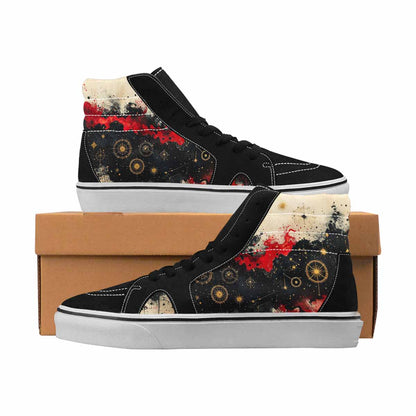 MEN'S Zodiac Black & Red Ink High Top Canvas Artist-designed Y2K Shoes