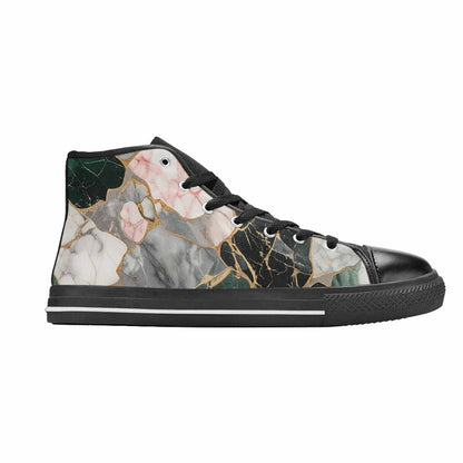 WOMEN'S Marble Stone Texture High Top Canvas Surreal Custom Sneakers