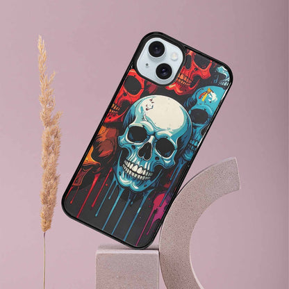 iPhone 15 Plus Case — Many Of Skulls Collage Overlapping Art, Customized Protective Case