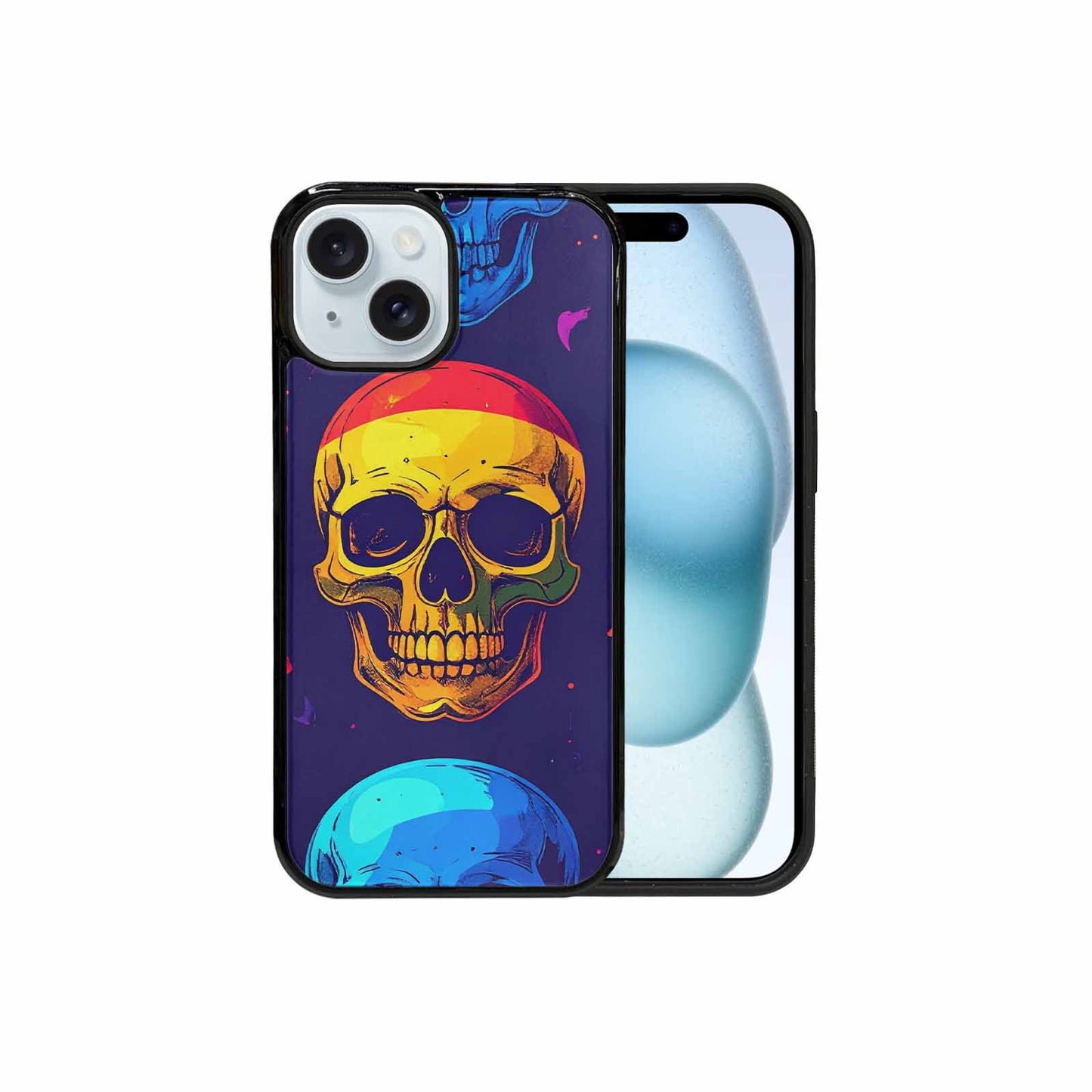 iPhone 15 Case — Pride Flag Skulls Seamless Pattern Vibrant, Personalized Phone Case