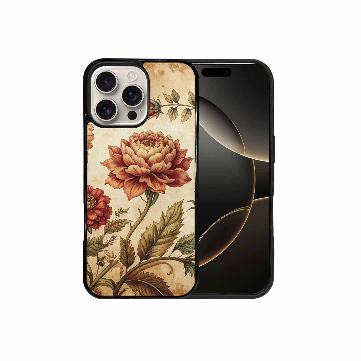 iPhone 16 Pro Max Case — Vintage Botanical Art Pattern, Custom Art Phone Cover