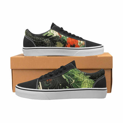 MEN'S Dragons Black & Green Ink Canvas Graphic Print Wallpaper Art Custom Canvas Shoes