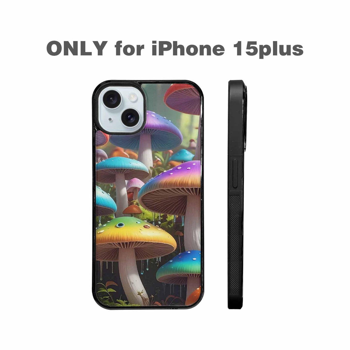 iPhone 15 Plus Case — Overlapping Endlessly No Empty Space Mushrooms, Custom Art Phone Cover