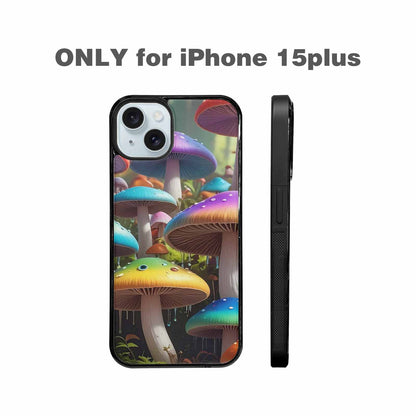 iPhone 15 Plus Case — Overlapping Endlessly No Empty Space Mushrooms, Custom Art Phone Cover