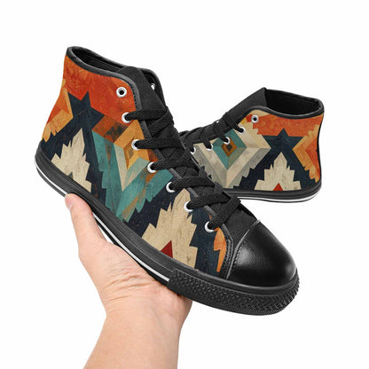 WOMEN'S Southwestern Geometric Diamond High Top Canvas Vivid Shoes