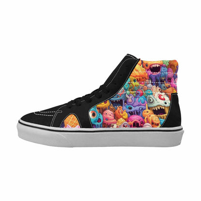 MEN'S Melting Ice Cream Monster High Top Canvas Vibrant Chaos Custom Sneakers