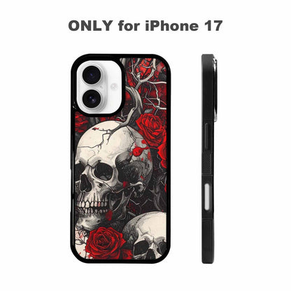 iPhone 17 Case — Skull And Roses Black Gothic Skulls, Custom Art Phone Cover