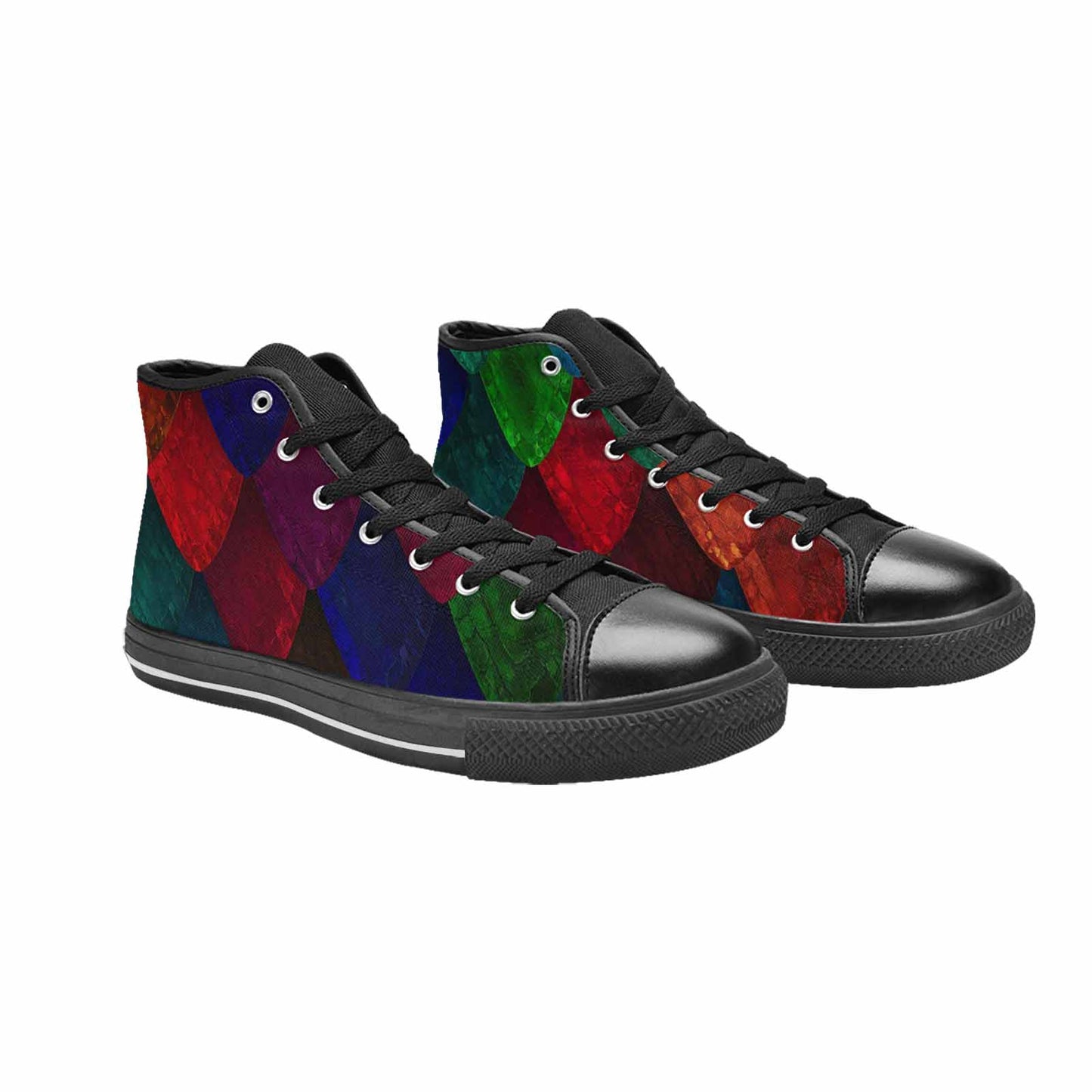WOMEN'S Dark Snake Print High Top Canvas Vibrant Chaos Custom Shoes