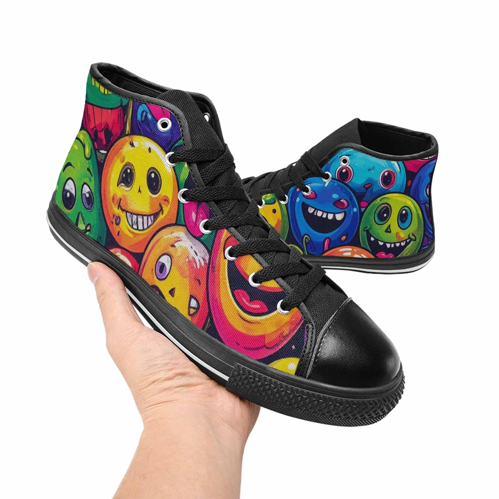 MEN'S Funny Looking Cartoon High Top Canvas Neon Fantasy Custom Sneakers