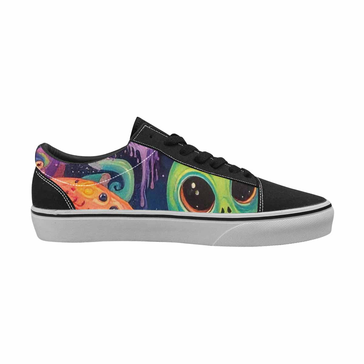 WOMEN'S Aliens  Tie Dye Lace-Up Canvas Wallpaper Art Sneakers
