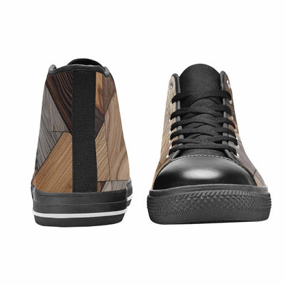 WOMEN'S Wood Grain Texture High Top Canvas Dark Academia Shoes