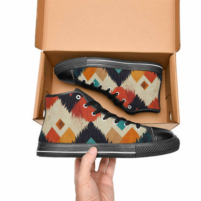 MEN'S Southwestern Geometric Diamond High Top Canvas Neon Fantasy Shoes