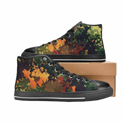 WOMEN'S Military Camouflage Blotch High Top Canvas Vibrant Chaos Sneakers