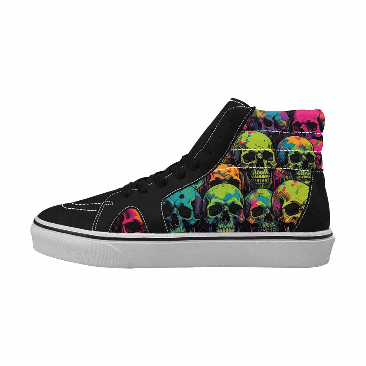 MEN'S 1000s Skulls Neon Camo High Top Canvas Grunge Custom Shoes