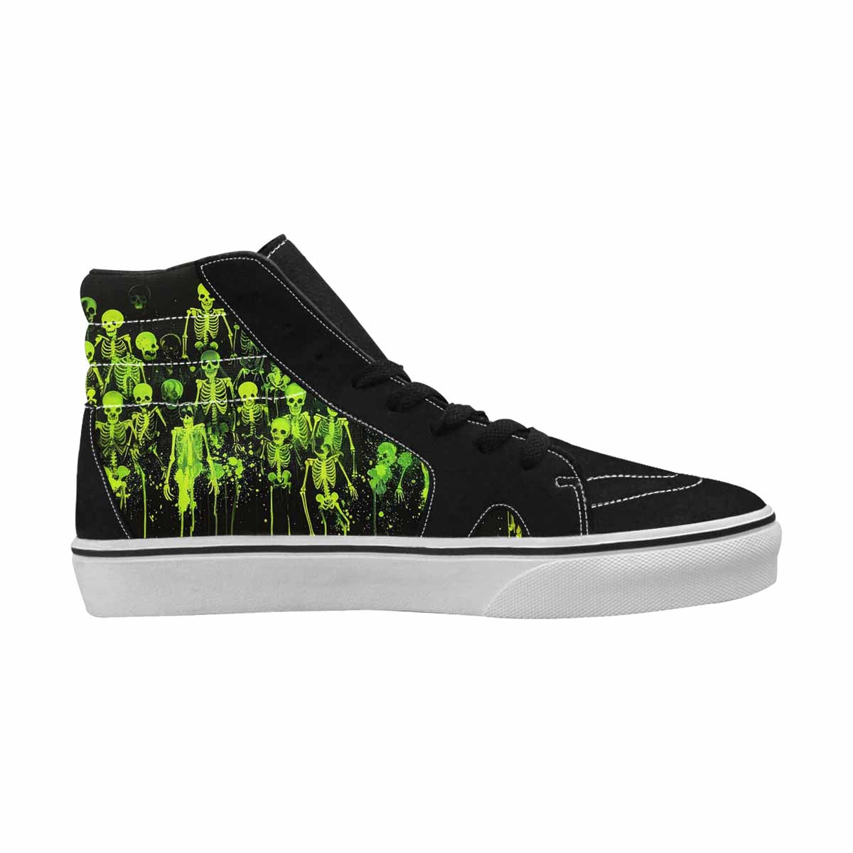 MEN'S Skeletons × Neon Green High Top Canvas Wallpaper Art Sneakers