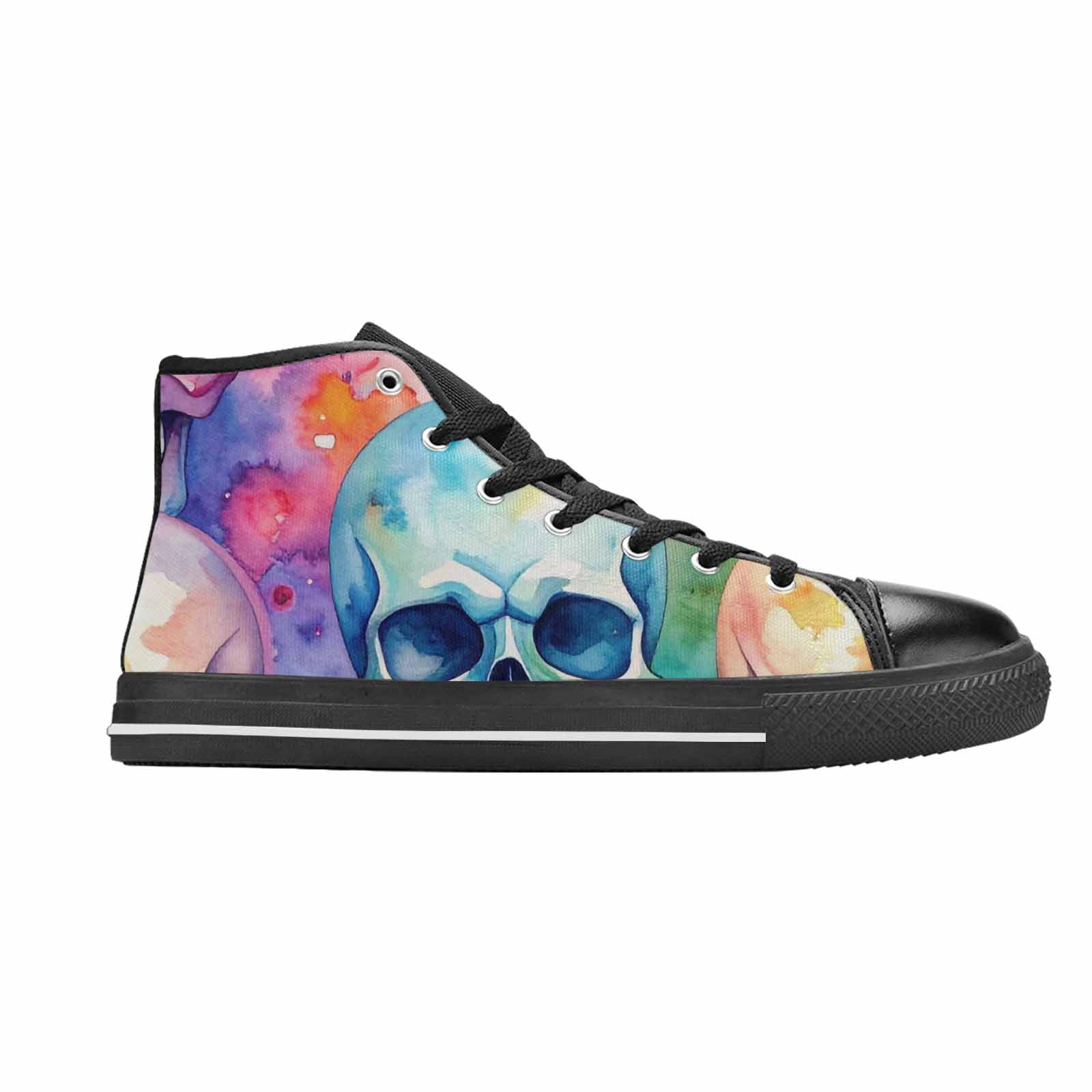 MEN'S Kulls - Watercolor High Top Canvas Vibrant Chaos Custom Shoes