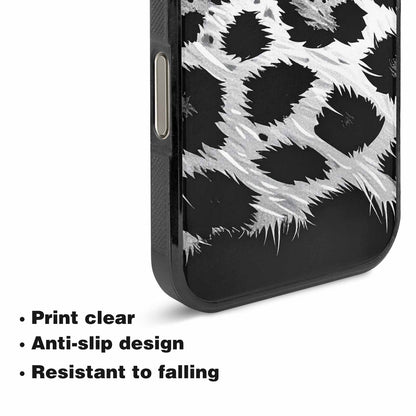 iPhone 16 Pro Case — Leopard Print Black And White Style, Personalized Phone Case