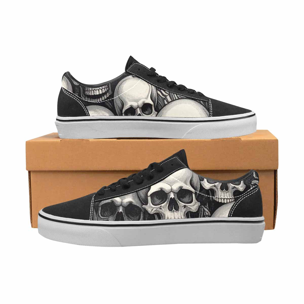 WOMEN'S Skulls - Classic Canvas Lace-Up Wallpaper Art Custom Shoes