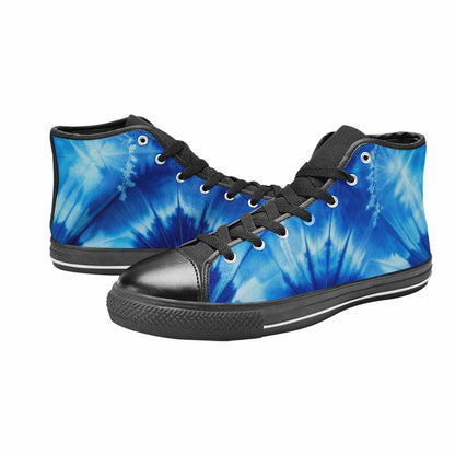 WOMEN'S Tie Dye Shibori Indigo High Top Canvas Wallpaper Art Shoes