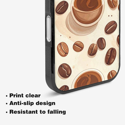 iPhone 16 Plus Case — Coffee Cup And Bean Pattern Seamless, Unique Phone Case Design