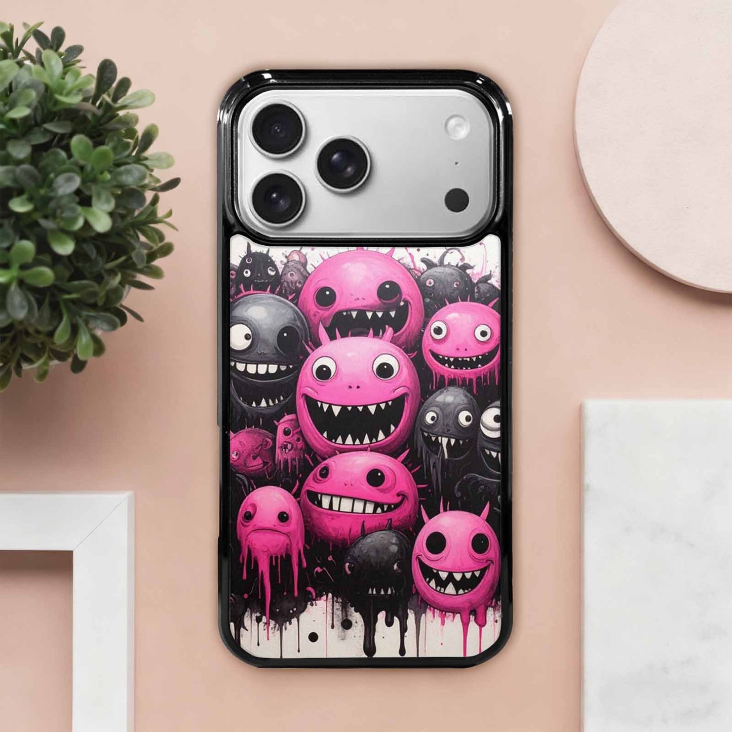 iPhone 17 Pro Max Case — Black &amp; Pink Ink Cartoon Cute, Personalized Phone Case