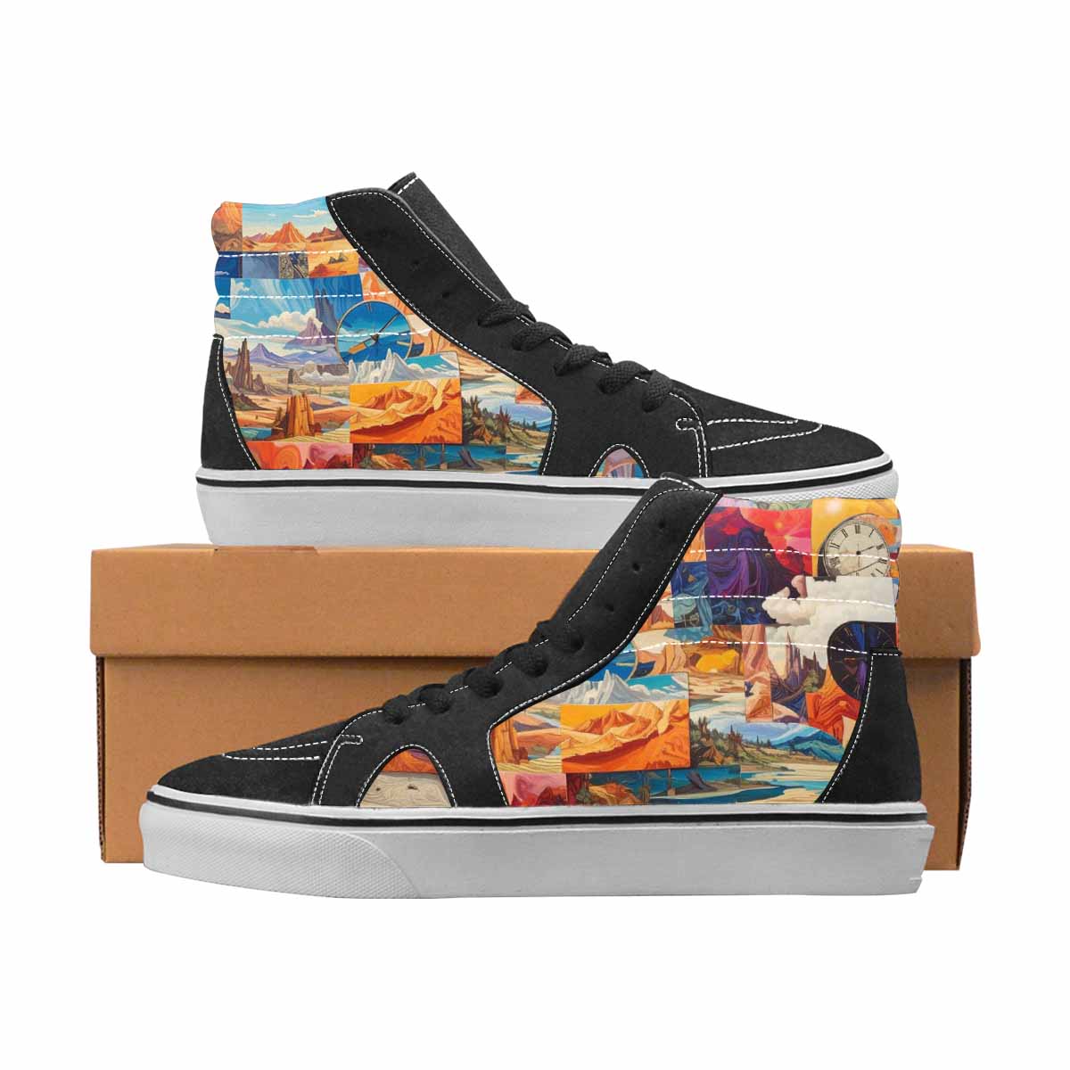 WOMEN'S Surrealist Full Color High Top Canvas Artist-designed Cottagecore Custom Streetwear Shoes