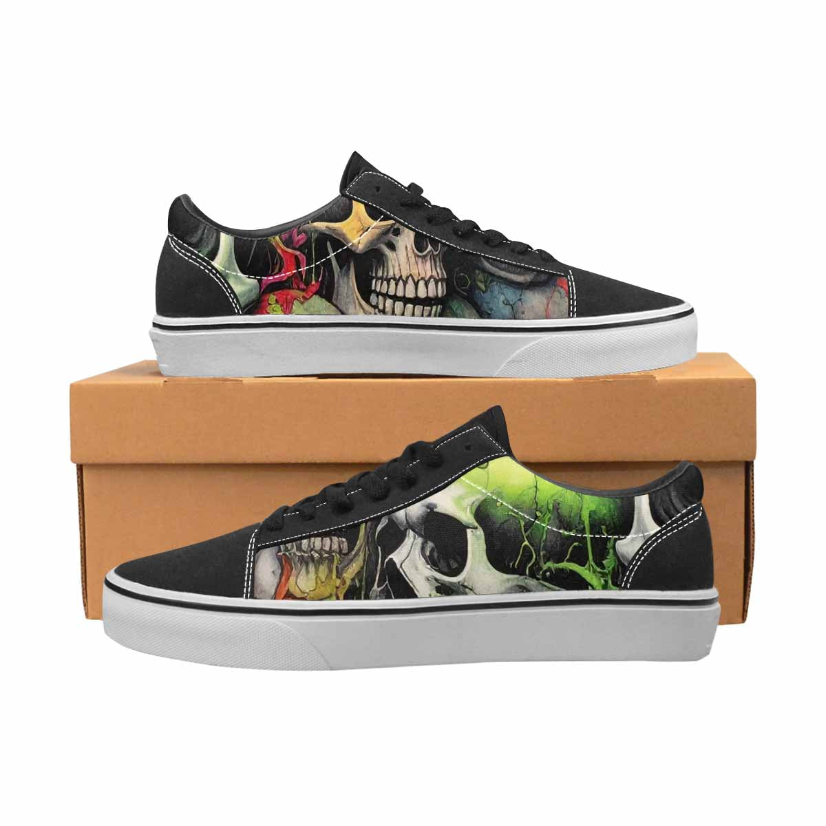 WOMEN'S Rainbow From Skull S Lace-Up Canvas Melting Art Sneakers