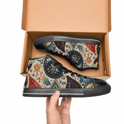 WOMEN'S Paisley Bandana High Top Canvas Dark Academia Custom Sneakers