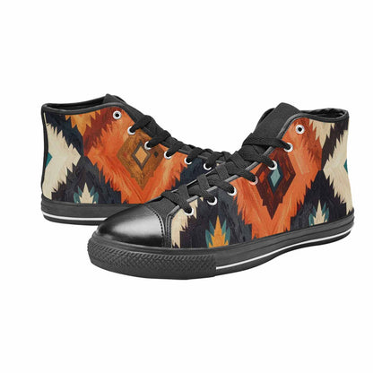WOMEN'S Southwestern Geometric Diamond High Top Canvas Vibrant Chaos Custom Sneakers