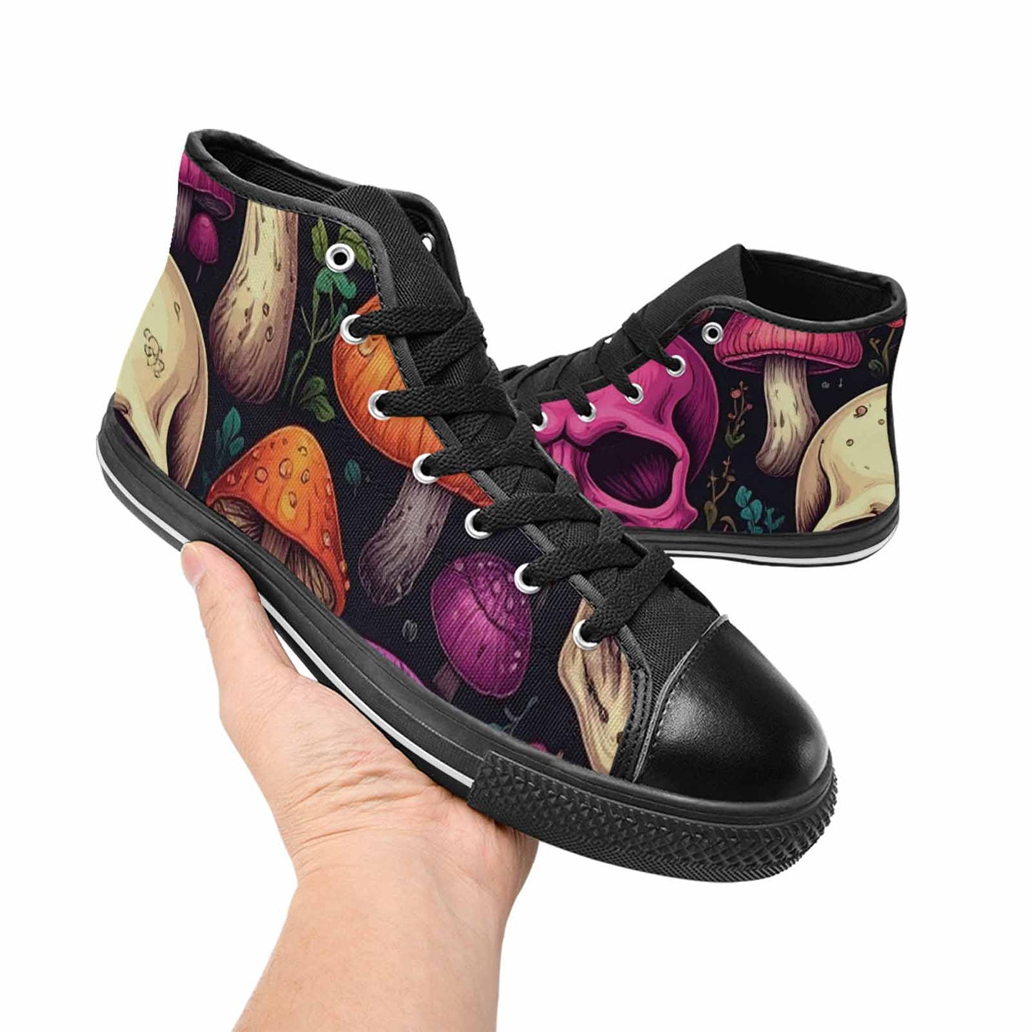 MEN'S Mushroom Skull High Top Canvas Cottagecore Custom Shoes