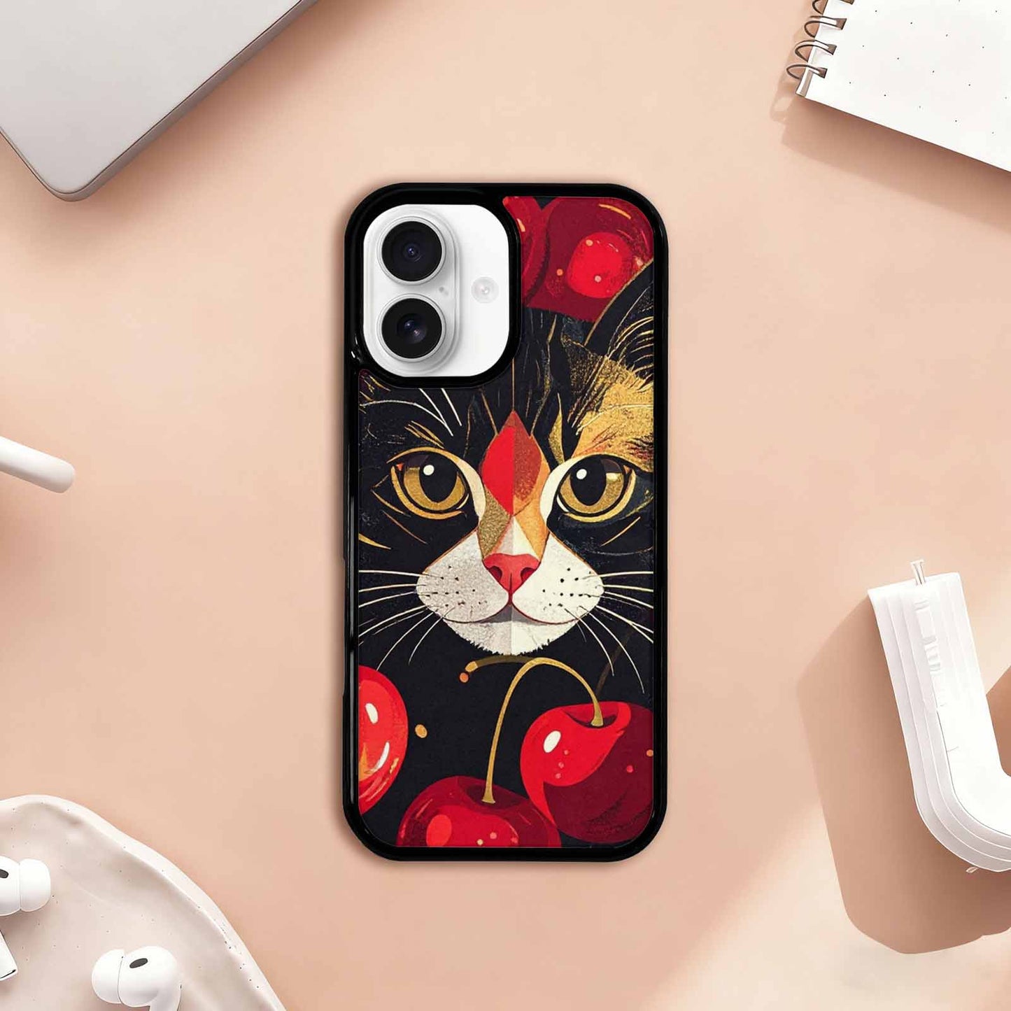 iPhone 17 Case — Retro Cherry Cat Retro Vintage, Custom Printed Phone Case