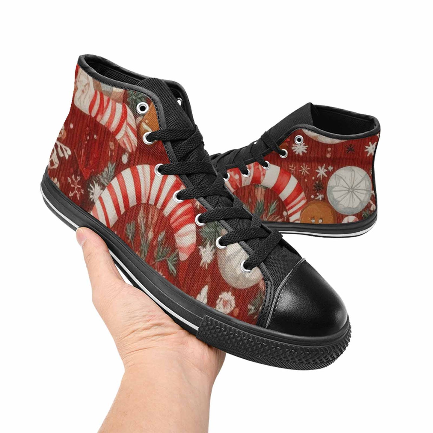 WOMEN'S Christmas Holly Snowflake High Top Canvas Cottagecore Shoes