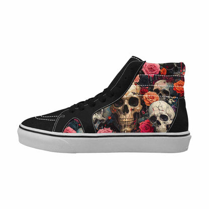 MEN'S Skulls Roses Skulls Roses High Top Canvas Grunge Custom Shoes