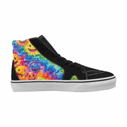 MEN'S Smiley Facessmiley Faces  High Top Canvas Vibrant Chaos Custom Sneakers