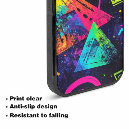 iPhone 15 Case — Memphis Squiggles Triangles Dots, Custom Print Case Cover