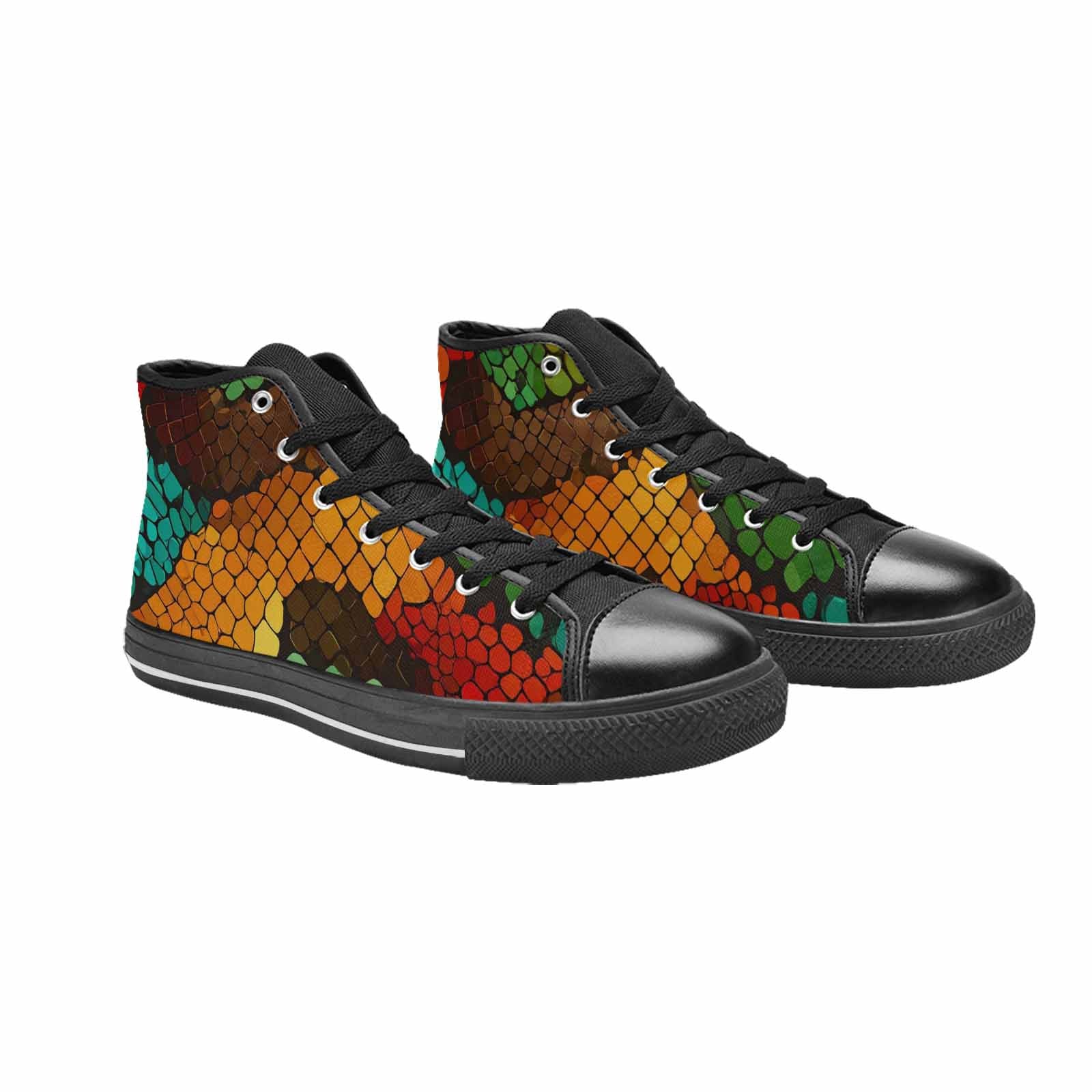 MEN'S Dark Snake Print High Top Canvas Aesthetic Shoes