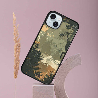 iPhone 15 Plus Case — Hunting Camouflage Pattern With Deer And, Customized Protective Case