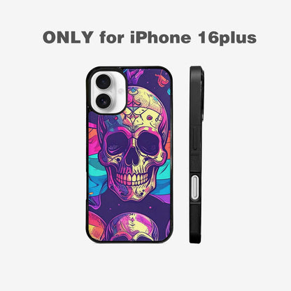 iPhone 16 Plus Case — Pride Flag Skulls Seamless Pattern Vibrant, Custom Made Phone Cover