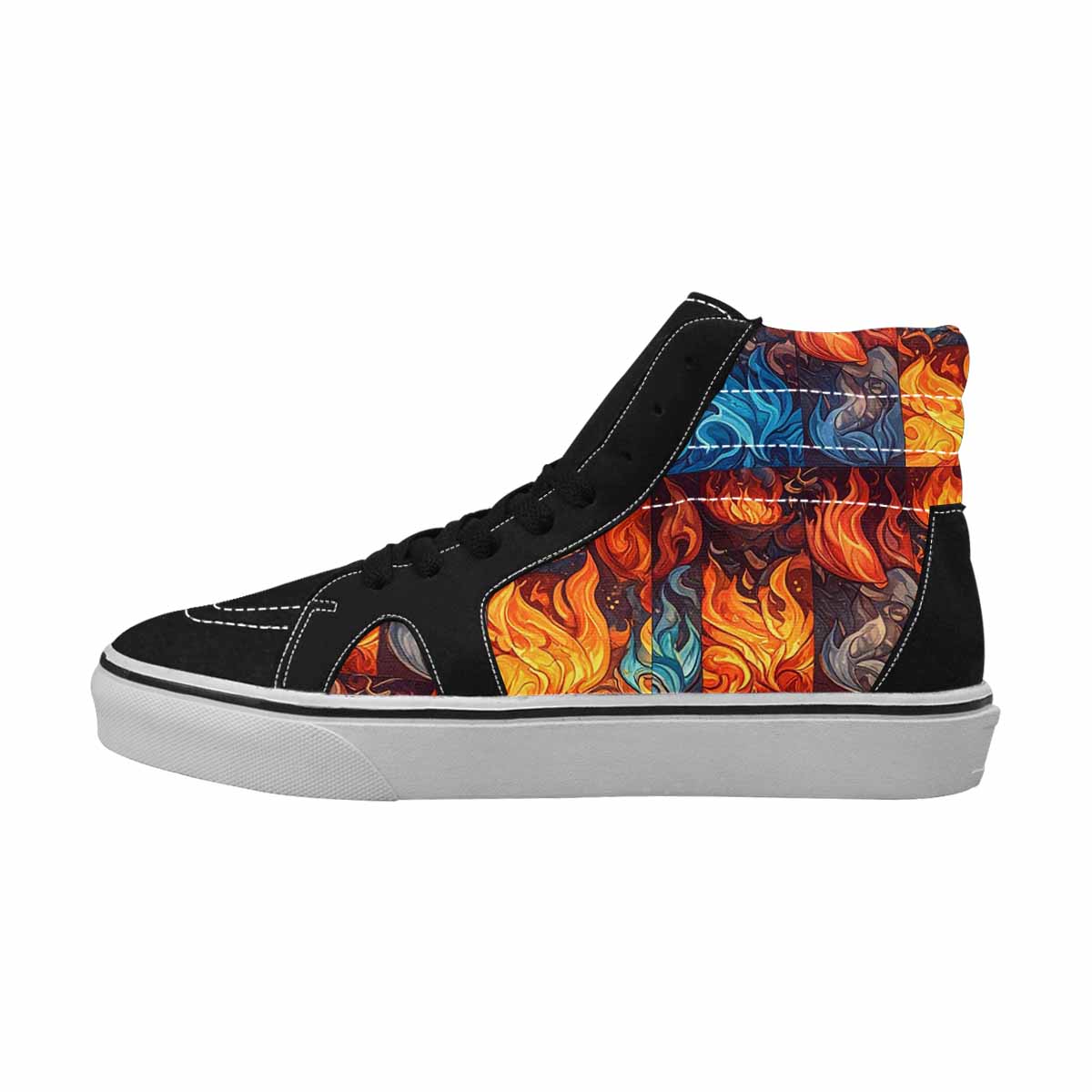 WOMEN'S Fire Flame High Top Canvas Surreal Custom Shoes