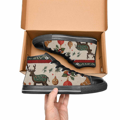 MEN'S Christmas Holly Snowflake High Top Canvas Aesthetic Shoes