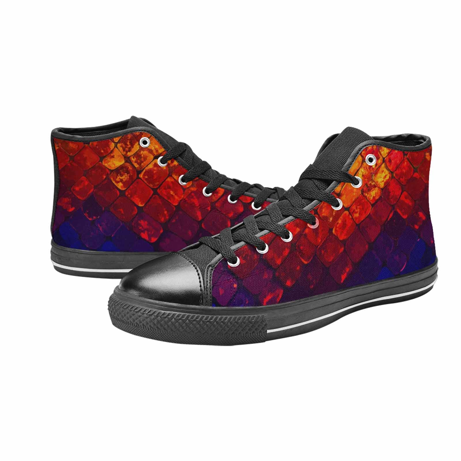 MEN'S Dark Snake Print High Top Canvas Aesthetic Sneakers